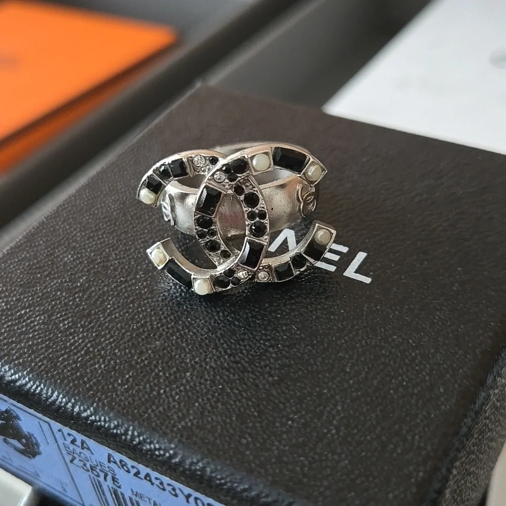 Chanel Geometric Ring | Double CC | Statement Designer Jewelry, Authentic, 52